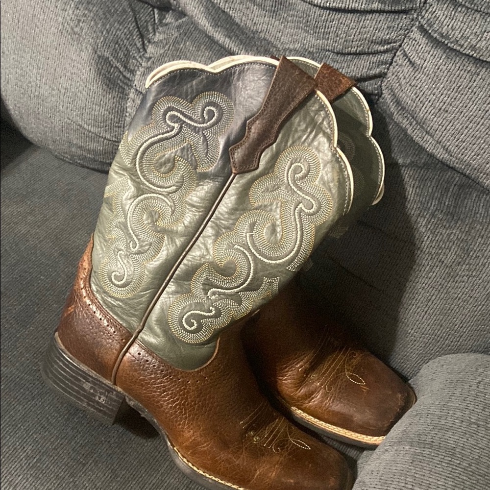 Ariat Brown and Green Cowboy Boots